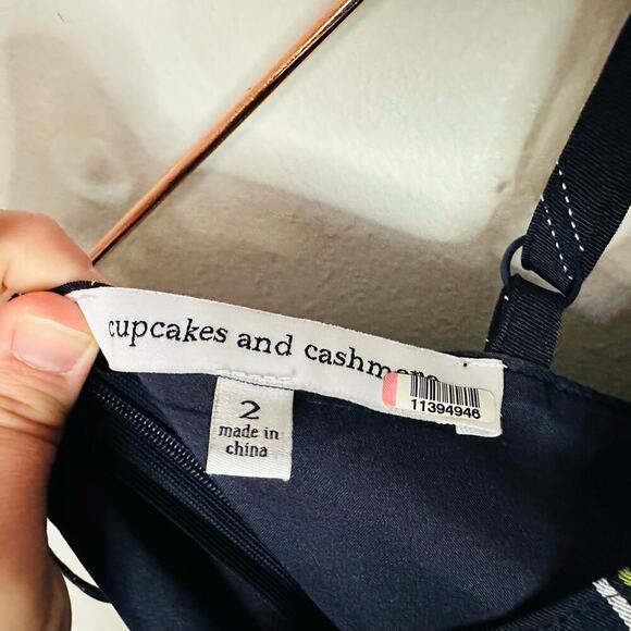 Cupcakes and Cashmere Dark Black White Avery Spaghetti Strap Jumpsuit Size 2 - Picture 6 of 11